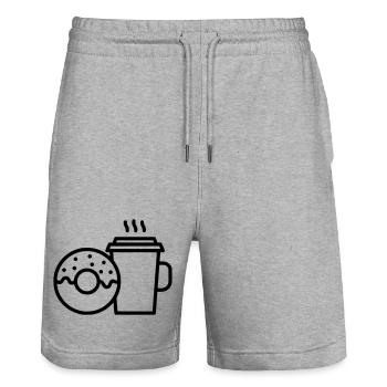 Donut und Kaffee Becher - Stanley/Stella Unisex Bio Joggingshorts Trainer  - Grau meliert - Vorne - Nik (191cm) & Marisol (170cm)