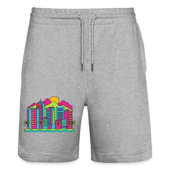 Sunshine Coast City Skyline Beach Art moderne - Short de jogging bio TRAINER Stanley/Stella unisexe - gris chiné - Devant - Nik (191cm) & Marisol (170cm)