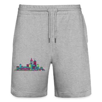 Silhouette de la cathédrale d’Adélaïde de la ville Modern Line Art - Short de jogging bio TRAINER Stanley/Stella unisexe - gris chiné - Devant - Nik (191cm) & Marisol (170cm)