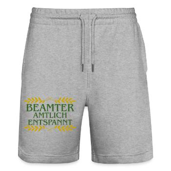 Beamter Amtlich Entspannt Grün-Gold Laurel - Stanley/Stella Unisex Bio Joggingshorts Trainer  - Grau meliert - Vorne - Nik (191cm) & Marisol (170cm)