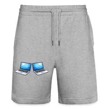 Ordinateur portable - Short de jogging bio TRAINER Stanley/Stella unisexe - gris chiné - Devant - Nik (191cm) & Marisol (170cm)