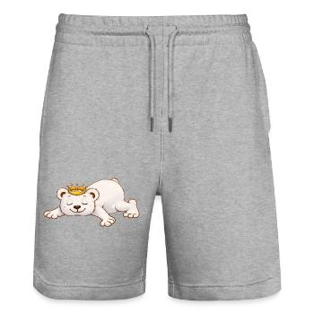 Ours endormi avec couronne – Motif d’animal mignon - Short de jogging bio TRAINER Stanley/Stella unisexe - gris chiné - Devant - Nik (191cm) & Marisol (170cm)