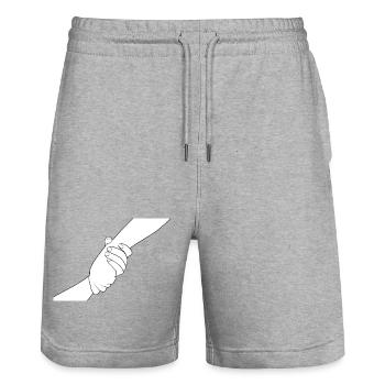 Les Mains de la Connexion - Short de jogging bio TRAINER Stanley/Stella unisexe - gris chiné - Devant - Nik (191cm) & Marisol (170cm)