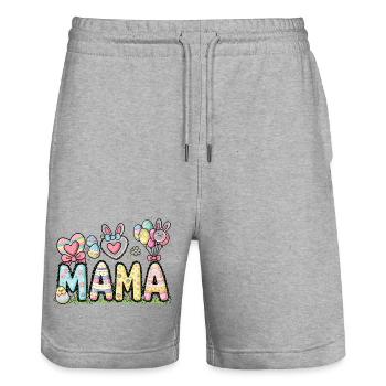 Pastell Ostern Mama Design - Stanley/Stella Unisex Bio Joggingshorts Trainer  - Grau meliert - Vorne - Nik (191cm) & Marisol (170cm)