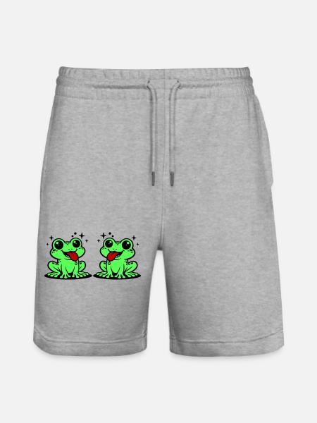 Toad couple frog - Stanley/Stella Trainer Unisex Organic Jogging Shorts - heather grey