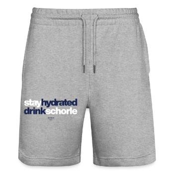 Restez hydraté, boissons spritzer - Short de jogging bio TRAINER Stanley/Stella unisexe - gris chiné - Devant - Nik (191cm) & Marisol (170cm)