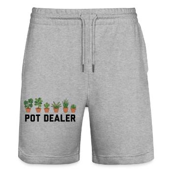 Jungle urbaine : votre dealer local de cannabis - Short de jogging bio TRAINER Stanley/Stella unisexe - gris chiné - Devant - Nik (191cm) & Marisol (170cm)