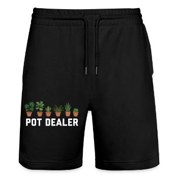 Urban Jungle: Dein lokaler Pot Dealer - Stanley/Stella Unisex Bio Joggingshorts Trainer  - Schwarz - Vorne - Nik (191cm) & Marisol (170cm)