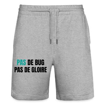 Pas de bug pas de gloire - Short de jogging bio TRAINER Stanley/Stella unisexe - gris chiné - Devant - Nik (191cm) & Marisol (170cm)