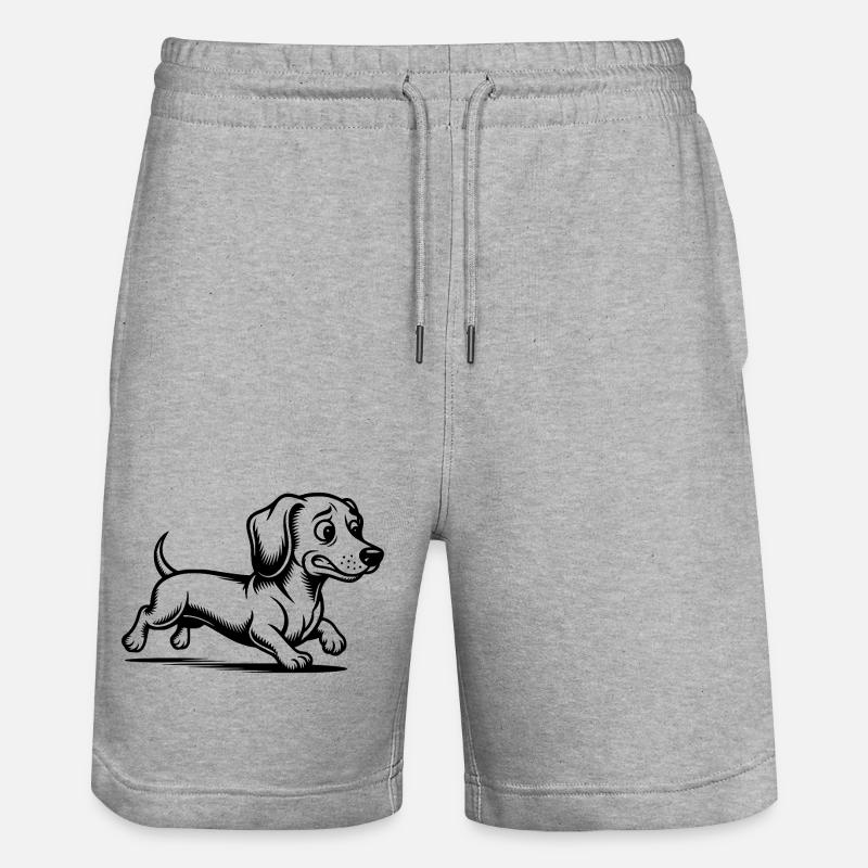 Promenade de chiots teckels à course - Short de jogging bio TRAINER Stanley/Stella unisexe - gris chiné