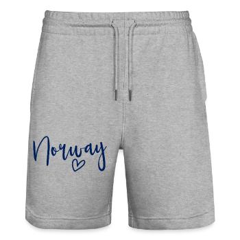 Norwegen Herz Frauenliebe Norwegen - Stanley/Stella Unisex Bio Joggingshorts Trainer  - Grau meliert - Vorne - Nik (191cm) & Marisol (170cm)