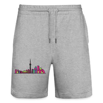 Toronto City Skyline CN Tower Modern Line Art - Stanley/Stella Unisex Bio Joggingshorts Trainer  - Grau meliert - Vorne - Nik (191cm) & Marisol (170cm)