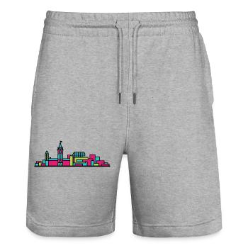 Ottawa City Skyline Parliament Hill Line Art - Stanley/Stella Trainer Unisex Organic Jogging Shorts - heather grey - Front - Nik (191cm) & Marisol (170cm)