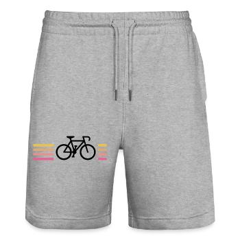 Vélo Noir Bandes Énergiques Sunset  - Short de jogging bio TRAINER Stanley/Stella unisexe - gris chiné - Devant - Nik (191cm) & Marisol (170cm)