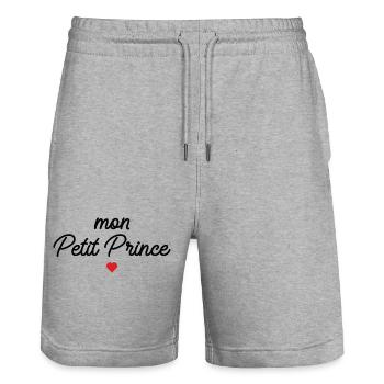 Mon Petit Prince Cœur Rouge - Short de jogging bio TRAINER Stanley/Stella unisexe - gris chiné - Devant - Nik (191cm) & Marisol (170cm)