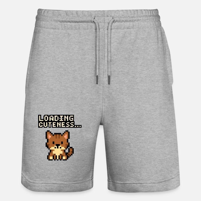 Ladezeit der Niedlichkeit Pixelkatze - Stanley/Stella Unisex Bio Joggingshorts Trainer  - Grau meliert