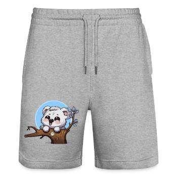 Kleiner Panda auf Ast mit Uhr - Stanley/Stella Unisex Bio Joggingshorts Trainer  - Grau meliert - Vorne - Nik (191cm) & Marisol (170cm)