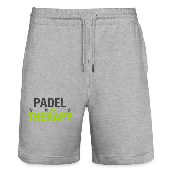Padel is my therapy Herzschlag Sport Statement - Stanley/Stella Unisex Bio Joggingshorts Trainer  - Grau meliert - Vorne - Nik (191cm) & Marisol (170cm)