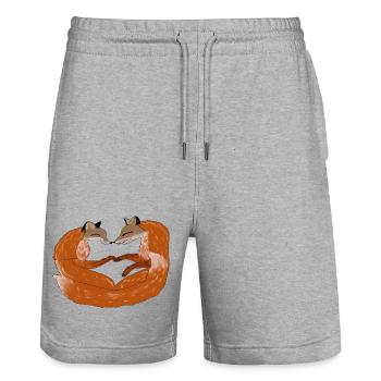 Fuchsherz Zweisamkeit - Stanley/Stella Unisex Bio Joggingshorts Trainer  - Grau meliert - Vorne - Nik (191cm) & Marisol (170cm)