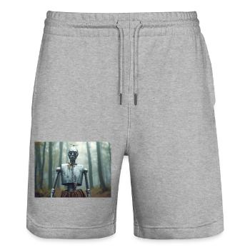 The Tin Man, A Metal Body Longs for Heart - Stanley/Stella Trainer Unisex Organic Jogging Shorts - heather grey - Front - Nik (191cm) & Marisol (170cm)