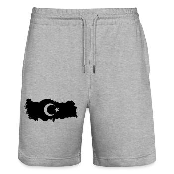 Turkey Outline - Stanley/Stella Trainer Unisex Organic Jogging Shorts - heather grey - Front - Nik (191cm) & Marisol (170cm)