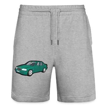 Türkises Retro-Coupé Cartoon-Design - Stanley/Stella Unisex Bio Joggingshorts Trainer  - Grau meliert - Vorne - Nik (191cm) & Marisol (170cm)