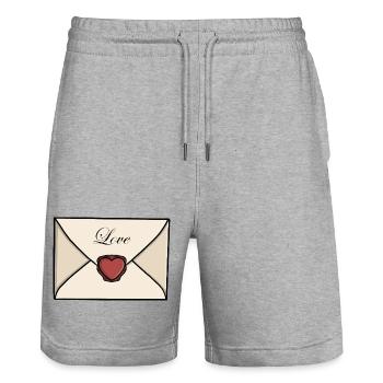 Cute Love Letter Envelope - Stanley/Stella Trainer Unisex Organic Jogging Shorts - heather grey - Front - Nik (191cm) & Marisol (170cm)