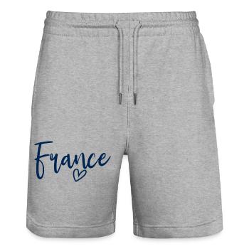 Frankreich Herz Frauenliebe Frankreich - Stanley/Stella Unisex Bio Joggingshorts Trainer  - Grau meliert - Vorne - Nik (191cm) & Marisol (170cm)