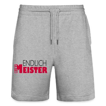 Finally champion 2026 - Stanley/Stella Trainer Unisex Organic Jogging Shorts - heather grey - Front - Nik (191cm) & Marisol (170cm)