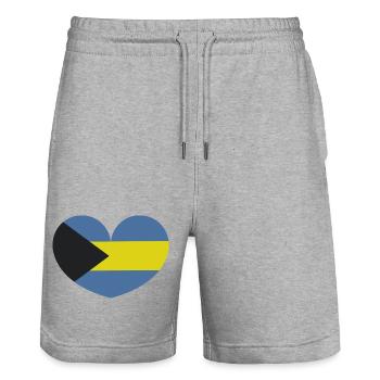 Bahamas flag heart - Stanley/Stella Trainer Unisex Organic Jogging Shorts - heather grey - Front - Nik (191cm) & Marisol (170cm)