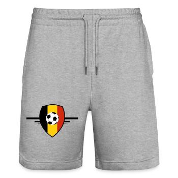 Belgisches Fußballwappen Belgien - Stanley/Stella Unisex Bio Joggingshorts Trainer  - Grau meliert - Vorne - Nik (191cm) & Marisol (170cm)