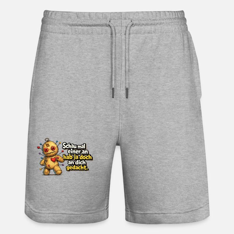 Aiguilles de poupée vaudou et cœur - Short de jogging bio TRAINER Stanley/Stella unisexe - gris chiné