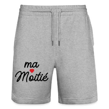 Ma Cœur Motié - Short de jogging bio TRAINER Stanley/Stella unisexe - gris chiné - Devant - Nik (191cm) & Marisol (170cm)