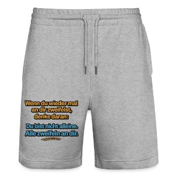 You're not alone Everyone doubts you - Stanley/Stella Trainer Unisex Organic Jogging Shorts - heather grey - Front - Nik (191cm) & Marisol (170cm)