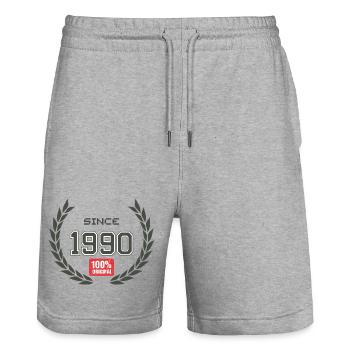 Since 1990 100% original - Stanley/Stella Trainer Unisex Organic Jogging Shorts - heather grey - Front - Nik (191cm) & Marisol (170cm)