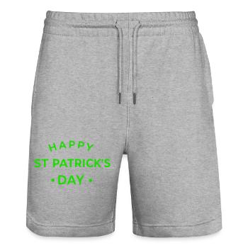 St. Patrick's Day Green - Stanley/Stella Trainer Unisex Organic Jogging Shorts - heather grey - Front - Nik (191cm) & Marisol (170cm)
