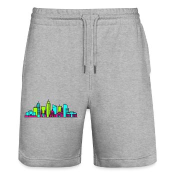 Manila City Skyline Rizal Monument Modern Art - Stanley/Stella Trainer Unisex Organic Jogging Shorts - heather grey - Front - Nik (191cm) & Marisol (170cm)