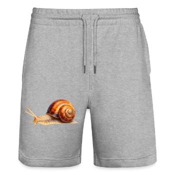 Zeitlos langsam – Detailreiche Schnecke - Stanley/Stella Unisex Bio Joggingshorts Trainer  - Grau meliert - Vorne - Nik (191cm) & Marisol (170cm)