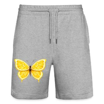 Lemon Wings – Glowing Fruit Butterfly - Stanley/Stella Trainer Unisex Organic Jogging Shorts - heather grey - Front - Nik (191cm) & Marisol (170cm)