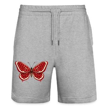 Granatapfel-Schmetterling – Flügel voller Kerne - Stanley/Stella Unisex Bio Joggingshorts Trainer  - Grau meliert - Vorne - Nik (191cm) & Marisol (170cm)