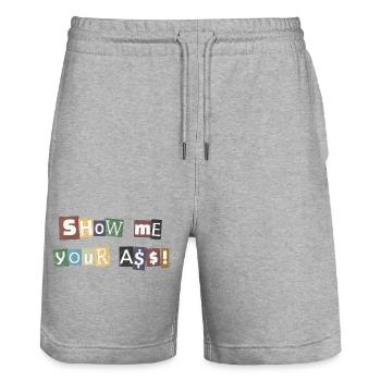 SYMA Letter Collage - Stanley/Stella Unisex Bio Joggingshorts Trainer  - Grau meliert - Vorne - Nik (191cm) & Marisol (170cm)