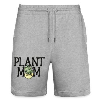 Plant Mom Bloom Pot - Stanley/Stella Trainer Unisex Organic Jogging Shorts - heather grey - Front - Nik (191cm) & Marisol (170cm)