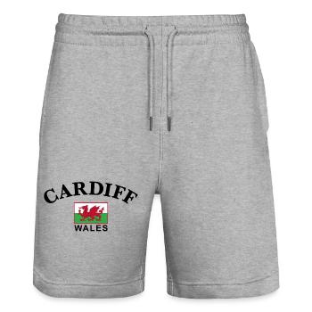 Cardiff, Pays de Galles - Short de jogging bio TRAINER Stanley/Stella unisexe - gris chiné - Devant - Nik (191cm) & Marisol (170cm)