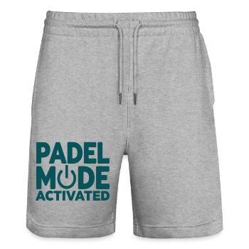 Padel Mode Activated Power Button Sport Style - Stanley/Stella Unisex Bio Joggingshorts Trainer  - Grau meliert - Vorne - Nik (191cm) & Marisol (170cm)