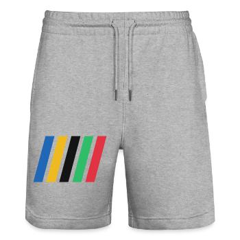 Color Stripes - Stanley/Stella Trainer Unisex Organic Jogging Shorts - heather grey - Front - Nik (191cm) & Marisol (170cm)