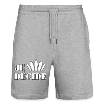 JE DÉCIDE. - Short de jogging bio TRAINER Stanley/Stella unisexe - gris chiné - Devant - Nik (191cm) & Marisol (170cm)