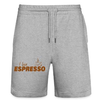 I LOVE ESPRESSO - Stanley/Stella Unisex Bio Joggingshorts Trainer  - Grau meliert - Vorne - Nik (191cm) & Marisol (170cm)