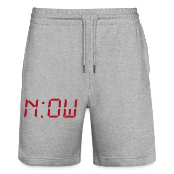 NOW – Typography Design without Background - Stanley/Stella Trainer Unisex Organic Jogging Shorts - heather grey - Front - Nik (191cm) & Marisol (170cm)