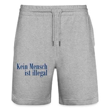 Kein Mensch ist illegal - Migration - Illegalität - Stanley/Stella Unisex Bio Joggingshorts Trainer  - Grau meliert - Vorne - Nik (191cm) & Marisol (170cm)