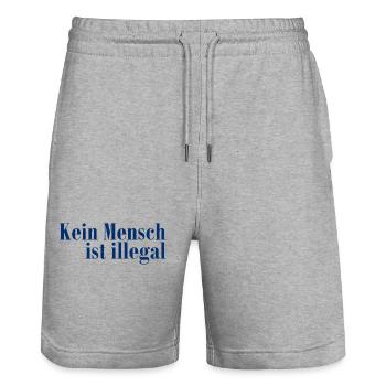 Kein Mensch ist illegal - Migration - Illegalität - Stanley/Stella Unisex Bio Joggingshorts Trainer  - Grau meliert - Vorne - Nik (191cm) & Marisol (170cm)
